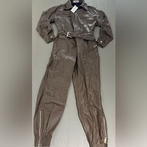 New brown leather jumpsuit